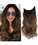 Secret Hair Extensions 20 Inch Synthetic Wavy Hair Pieces for Women Transparent Invisible Wire Hair Extensions Brown with Dark Root Hair Extension 20 inch Brown with Dark Root - Buy Online on SooperMarket.com