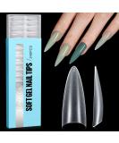 TOMICCA Medium Almond French Edge Nail Tips - 240pcs Half Cover False Nails for Acrylic Extensions - 15 Sizes Half Cover-Medium Almond - Buy Online on SooperMarket.com