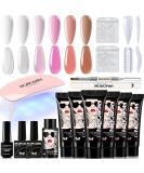 Morovan Poly Gel Nail Kit with UV Lamp - Professional Pink Clear Poly Gel Kit with UV Light for Beginners and Advanced Nail Extension - Starter Kit Included - Buy Online on SooperMarket.com