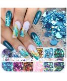 Holographic Nail Art Glitter Flakes - 12 Grids | Hexagon Sequins for Manicure Decoration - Buy Online on SooperMarket.com