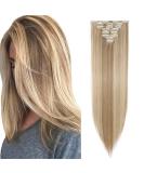 26" Long Straight Clip in Hair Extensions Full Head 8Pcs 18Clips Ombre Colorful Synthetic Hair Clip in Hairpiece Sandy Blonde mix Bleach Blonde Sandy Blonde mix Bleach Blonde 26 inch - Buy Online on SooperMarket.com