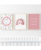 Pompom Prints Set of 3 Girls Bedroom Rainbow Nursery Decor | Scandi Boho Style Playroom Prints | A4 Size | Frames Not Included - Buy Online on SooperMarket.com