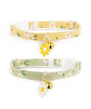 Liugjiau 2 Pack Cotton Cat Collar Breakaway with Bell, Cute Cat Collar Kitten Collar,Ideal for Girl Cats Boy Cats A-Yellow&Green - Buy Online on SooperMarket.com