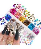 12 Colors Butterfly Nail Art Glitter Sequins | 3D Holographic Decals for Acrylic Nails | Manicure Paillettes & Ultrathin Glitters | Nail Art Supplies for Women - Buy Online on SooperMarket.com