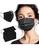 Face Mask 100PCS Adult Black Disposable Masks 3-Layer Filter Protection Breathable Dust Masks with Elastic Ear Loop for Men Women Adult - Black 100pcs - Buy Online on SooperMarket.com