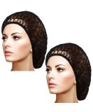 Waydress 2 Pieces Mesh Hair Net Rayon Knit Snood Women Crocheted Sleep Cap (Black) - Buy Online on SooperMarket.com
