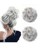 JJstar 2PCS Messy Bun Hair Pieces in Silver Grey - High Heat Resistant Synthetic Fiber Scrunchies for Women and Girls - Buy Online on SooperMarket.com