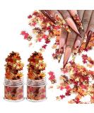 Holographic Fall Maple Leaf Glitter Sequins for Nail Art - Red, Yellow, Orange 3D Metallic Design - Buy Online on SooperMarket.com