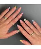 Buy MISUD Short Round Press On Nails - Colorful French Tip Acrylics | 24 Pcs Glossy Summer Artificial Nails - International Shipping Available - Buy Online on SooperMarket.com