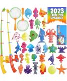 CozyBomB Magnetic Fishing Toys Game Set for Kids for Bath Time Pool Party with Pole Rod Net Plastic Floating Fish - Toddler Education Teaching Christmas Birthday Gifts for Kids Ocean Sea Animals - Buy Online on SooperMarket.com