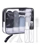 Silicone travel bottles mezzar 16 pieces of travel bottles to fill Set Travel Bottles for shampoo lotion rinse shower gel travel shampoo container BPA-free practical travel bottles (black) - Buy Online on SooperMarket.com