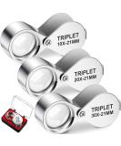 3 Piece Jewelers Eye Loupe Set - 10X, 20X, 30X Pocket Magnifying Glass for Jewelry, Coins, Gems, Stamps, Watches - Silver - Buy Online on SooperMarket.com