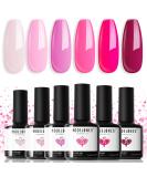 Modelones Gel Nail Polish Set 6 Pink Colors, Hot Pink Tones Spring Sakura Neon Light Soft to Dark Pink Shades Soak Off Romantic Nail Art Design for Women Girls Salon Home Manicure Kit Mothers Day Gifts A Hot Pink - Buy Online on SooperMarket.com