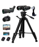 LCNCY Binocular Tripod Stand - Universal Lightweight Travel Video Tripod with Remote - Matte Black (Compatible with Camera, Phone, iPad, DSLR, GoPro, Spotting Scope, Telescope, Astronomy Binoculars) - Buy Online on SooperMarket.com