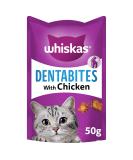 WHISKAS DentaBites Cat Dental Treats for Oral Care Reduce Build up and Help Control Tartar with Delicious Chicken 8 x 50 g - Pack May Vary Chicken 50 g (Pack of 8) - Buy Online on SooperMarket.com