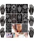 XMASIR 16 Sheets Temporary Henna Tattoo Kit with 87 Reusable Stencils - Indian Arabian Body Art Set - Buy Online on SooperMarket.com
