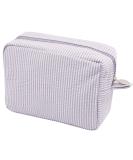 Seersucker Cosmetic Bag - Large Makeup Pouch Travel Toiletry Case | Purple Organizer for Women & Girls - Buy Online on SooperMarket.com