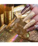 Gold Nail Foil Transfer Stickers Nail Art Supplies Holographic Laser Star Moon Flower Heart Abstract Face Designer Nail Stickers 3D Glitter Line DIY Design Manicure Accessories Decoration 16 Sheets - Buy Online on SooperMarket.com