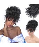 ENTRANCED STYLES Drawstring Ponytail with Bangs Afro Puff Ponytail Extensions for Women Short Curly Puff Ponytail with Bangs Clip in Wrap Updo Hairpiece(1B) - Buy Online on SooperMarket.com
