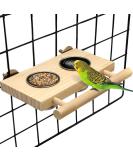 Tfwadmx Bird Food Stainless Steel Cups Wooden Perch Stand - Hanging Feeder Bowls for Parakeets, Conures, Cockatiels, Budgie Parrot - Feeding & Watering Supplies - Buy Online on SooperMarket.com