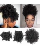Afro Puff Drawstring Ponytail with Bangs Pineapple Updo Hair for African American Women Short Kinky Curly Ponytail Bun with 2 Replaceable Bangs(#1B-Black) 1 ponytail+ 2 bangs 1B - Buy Online on SooperMarket.com