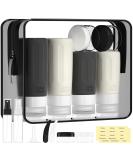 Morfone travel bottles for filling 16-piece travel set with a cultural bag replaceable refillable TSA-covered silicone travel bottles used for shampoo lotion lined shower gel fda bpa-free black and white - Buy Online on SooperMarket.com