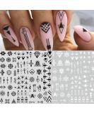 12 Sheets Geometric Nail Art Stickers Decals Self-Adhesive Pegatinas U as Black White Mysterious Triangle Nail Supplies Nail Art Design Decoration Accessories Minimalist Black White - Buy Online on SooperMarket.com
