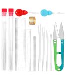 UOOU 28 Pcs Beading Needles Set Include 20 Pcs Long Straight Beading Thread Needles + 8 Pcs Big Eye Beading Needles, Embroidery Needles with Needle Bottle, Thimble, Needle Threaders for Jewelry Making - Buy Online on SooperMarket.com
