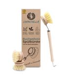 Chinchilla Rinse Brush - Eco-Friendly Beech Wood Kitchen Brush with Natural Fiber Bristles | Includes 3 Replaceable Heads | Plastic-Free & Durable - Buy Online on SooperMarket.com