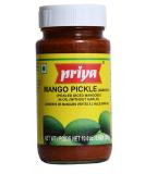 Priya Mango Pickle Avakaya | Traditional Indian Pickle | Great Flavour | Tasty with Poppadums Chapathi and Dhal | Spicy & Sour | Vegan | 300g Jar - Buy Online on SooperMarket.com