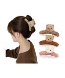 3 Pcs 4.72 Inch Large Plush Bear Hair Claw Clips - Cute & Strong Hold Hairpins for Women and Girls - Stylish Hair Accessories for Thick and Thin Hair - Buy Online on SooperMarket.com