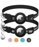 2 Pack Airtag Cat Collar Breakaway with Bell Reflective Kitten Collar with Apple Airtag Cat Collar Holder Adjustable 7-12In Safety Buckle for Girl Boy Cats Pet Supplies Accessories Gifts (Black) - Buy Online on SooperMarket.com