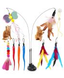Bigqin Cat Feather Toys 12 Pcs Interactive Cat Toys 8 Toys with Bells 2 Cat Teaser Wand 1 Dual Head Removable Super Suction Cup 1 Sticky Door Lanyard Funny Kitten Training Toys Indoor Outdoor - Buy Online on SooperMarket.com
