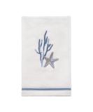 Avanti Linens Abstract Coastal Collection White/Blue Embroidered Fingertip Towel - Soft & Absorbent Cotton - Buy Online on SooperMarket.com