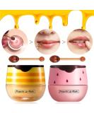 2 Pack Bee Balm Lip Care Set - Exfoliating Honey & Strawberry Lip Scrub, Hydrating Lip Mask with Propolis, Prevents Dryness and Cracks - Includes Lip Brush - Buy Online on SooperMarket.com
