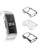 Fintie 3 Pack Screen Protector & Case for Fitbit Charge 3 - Full Protective Bumper Shell in Black, Clear, Silver - Buy Online on SooperMarket.com