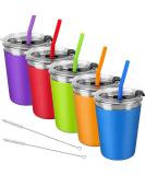 Kids Stainless Steel Sippy Cups 12oz - Spill Proof with Straws and Lids - Toddler Insulated Tumblers - 5 Pack Multicolor - Buy Online on SooperMarket.com