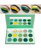 QIUFSSE 15-Color Green Eyeshadow Palette - Highly Pigmented Matte & Glitter Shades for Long-Lasting, Blendable Makeup - Perfect for Women, Christmas, Halloween - Buy Online on SooperMarket.com