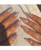 JUSTOTRY 24 Pcs Chrome Almond Short False Nails mirror Pink Solid Press on Nails Pattern Glossy Fake Nails Short Oval French Medium Stick on Nails for Women and Teens Nails Art 30pink&solid5 - Buy Online on SooperMarket.com