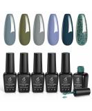 Beetles 6 Colors Gel Nail Polish Set - Snow Mountain Collection Grey Nude Blue Glitter Green Gel Polish Kit Soak Off Nail Uv Lamp Winter Gel Nail Kit Manicure Kit Salon Nail Art Design - Buy Online on SooperMarket.com