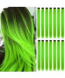 16Pcs Colored Clip in Hair Extensions 22 Inch Colorful Highlights Hairpieces Straight & Long Heat-Resistant Synthetic Hair Accessories for Kid Girls Women Party Hair Decor (16Pcs-Green) - Buy Online on SooperMarket.com