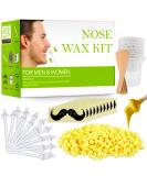 Nose Wax Kit 100g for Men & Women Nose Hair Removal Wax with Hair Wax 20 Safe Tip 10 wooden Applicators 10 Containers and 10Moustache Stencils Easy Quick - Buy Online on SooperMarket.com
