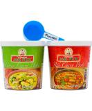 Mae Ploy Thai Green & Red Curry Paste 400g Each + UpLABEL Creations 25ml Measuring Scoop | Authentic Thai Curry Paste Hot And Mild Chili Asian Food - Buy Online on SooperMarket.com