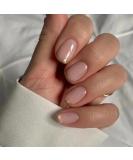 French Gold Glitter Short Square Press on Nails - 24Pcs Acrylic Full Cover Glossy Nude Tips for Women and Girls - Buy Online on SooperMarket.com