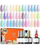 Modelones Gel Nail Polish Kit 24Pcs - Pastel Spring 20 Colors 7ML Glitters | Macarons Girly Collection - Gel Polish Set with Top/Base Coat | Manicure Kit for Women and Girls - Buy Online on SooperMarket.com