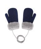 Toddler Kids Winter Warm Thick Plush Short Knitted Gloves With String for 1-3Yrs Blue - Buy Online on SooperMarket.com