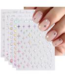 JMEOWIO 12 Sheets Aurora Nail Art Stickers Decals Self-Adhesive Pegatinas U as Holographic Glitter Star Heart Nail Supplies Nail Art Design Decoration Accessories - Buy Online on SooperMarket.com