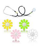 Woanger 4 Pcs Sunflower Bling Stethoscope Charms | Flower Stethoscope Tags & Accessories for Nurses & Doctors | Perfect Gift for Nursing Students - Pink White Yellow Green - Buy Online on SooperMarket.com
