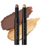 FOCALLURE Shimmer Cream Eyeshadow Stick Set - Long Lasting Waterproof Eye Makeup in Fancy Tabac (2 Pcs) - Buy Online on SooperMarket.com