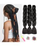 Showjarlly Schwarz Braids Extension Kanecalon Kunsthaar Haar Ombre Jumbo Braid Hair extension 24 " Kanecalon braids Box Braid Hair Kunsthaar For single-bridge for Crochet Twist Lichen Hair 61cm-24 inch (3 pack) Natural black - Buy Online on SooperMarket.com